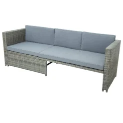 4pc Outdoor Wicker Conversation Sectional Set With Cushions - Gray - GODEER -Crosley shop GUEST 43d38fd8 66f4 4041 8256 5eb7a4ed6b1c