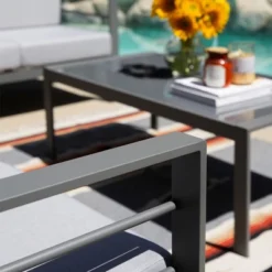 3-Seat Outdoor Patio Sofa Couch Chair Patio Aluminum 5" Thick Cushions (Grey) -Crosley shop GUEST 456a35d2 7c53 4dba 920a 17cb414077b5