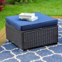 2pk Outdoor Rattan Ottomans With Cushions - Captiva Designs -Crosley shop GUEST 456cd12f 8574 4c9a 81c2 33cb4d1eeb53