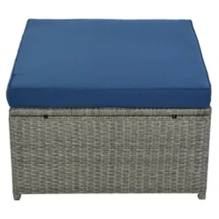 9pc Wicker Patio Conversation Set With Cushions - Blue - GODEER -Crosley shop GUEST 45b0ee7a ea36 44a3 beee f3859a3f0647