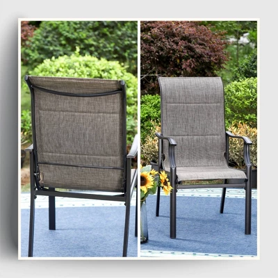 5pc Patio Dining Set With Steel Table With 1.57" Umbrella Hole & Padded Arm Chairs - Captiva Designs 2 5pc Patio Dining Set With Steel Table With 1.57" Umbrella Hole & Padded Arm Chairs - Captiva Designs - Image 2