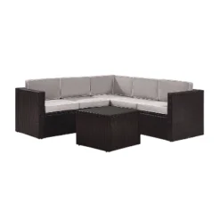 Palm Harbor 6pc Outdoor Wicker Sectional Set - Gray - Crosley 12 Palm Harbor 6pc Outdoor Wicker Sectional Set - Gray - Crosley -Crosley shop GUEST 460b1167 5722 445f ae59 2e99d5068257