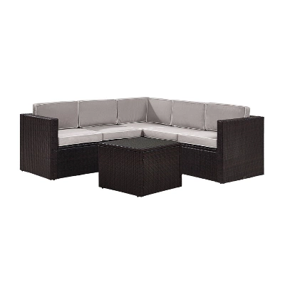 Palm Harbor 6pc Outdoor Wicker Sectional Set - Gray - Crosley 4 Palm Harbor 6pc Outdoor Wicker Sectional Set - Gray - Crosley - Image 4