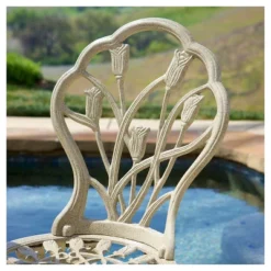 Nassau 3pc Cast Aluminum Patio Bistro Set - Sand - Christopher Knight Home -Crosley shop GUEST 463c3996 8ffc 40fb aaad 56f63fbc395a