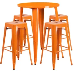 Flash Furniture Commercial Grade 30" Round Metal Indoor-Outdoor Bar Table Set With 4 Square Seat Backless Stools -Crosley shop GUEST 47d9bf30 96c5 4899 882c b821f6bd4717