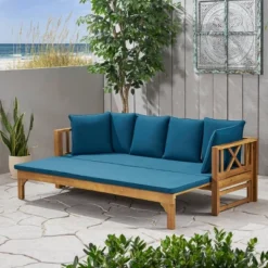 Long Beach Acacia Wood Extendable Patio Daybed Sofa Teak - Christopher Knight Home -Crosley shop GUEST 48222d1b 0645 472b bc41 4be12e2a99d6