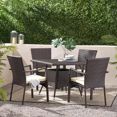 Christopher Knight Home Campbell Outdoor Wicker 5 Piece Dining Set With Cushion 11 Christopher Knight Home Campbell Outdoor Wicker 5 Piece Dining Set With Cushion - Image 11
