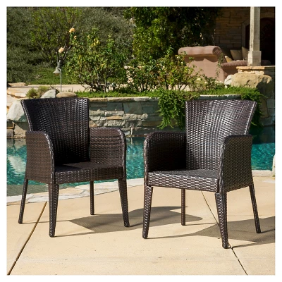 Anaya Set Of 2 Wicker Patio Dining Chair - Brown - Christopher Knight Home 1 Anaya Set Of 2 Wicker Patio Dining Chair - Brown - Christopher Knight Home