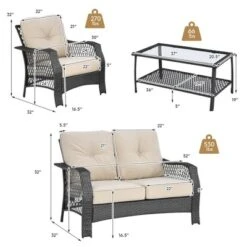 Costway 4PCS Patio Wicker Furniture Set Loveseat Sofa Coffee Table W/ Cushion -Crosley shop GUEST 4b9192e8 ed83 4c3f 902f 4e49a5fa9341