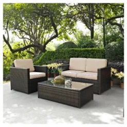 Palm Harbor 3pc All-Weather Wicker Patio Seating Set - Crosley -Crosley shop GUEST 4c682de9 6730 4c71 8131 035756ef834a