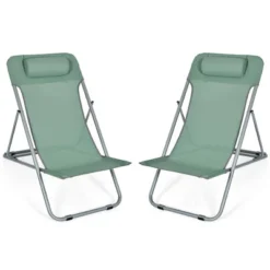 Costway Set Of 2 Beach Chair Portable 3-Position Lounge Chair W/ Headrest BlueGreenOrange -Crosley shop GUEST 4ca67869 bfb2 4a45 8741 9577c9712452