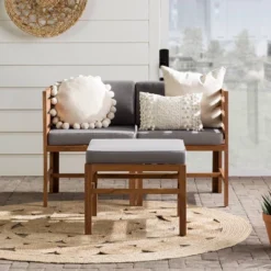 3pc Modular Acacia Wood Patio Chat Set With Cushions - Saracina Home -Crosley shop GUEST 4cc38bd9 3ca1 4e61 a564 59459ce12f1d