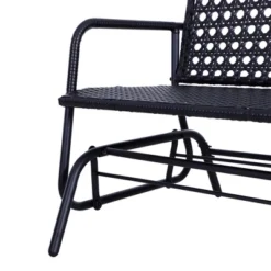 Outsunny Patio 2-Person Wicker Glider Bench Rocking Chair, Outdoor All-Hand Woven PE Rattan Loveseat For Patio, Garden, Porch, Lawn, Black -Crosley shop GUEST 4d549c58 cf73 4d0e 8d9f 865a7ff498a5