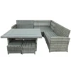 6pc Outdoor Set With Sectional & Glass Table - Gray - WELLFOR