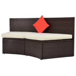 4pc Wicker Half-Moon Patio Set With Cushions - Brown/Beige - GODEER -Crosley shop GUEST 4e2a17ea 2a28 4bf6 807d c1d9cd16b03e