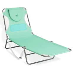 Ostrich Chaise Lounge Folding Sunbathing Poolside Beach Chair With Deluxe Padded 3N1 Outdoor Adjustable Reclining Beach Chair, Teal