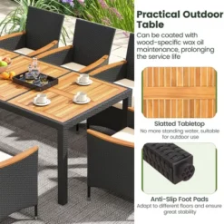 Costway 9 PCS Outdoor Dining Set With Acacia Wood Tabletop, Umbrella Hole, Seat Cushions -Crosley shop GUEST 4e472d98 6e20 4dc4 9ef5 a67ca527d4b6