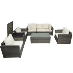 7pc Wicker Patio Set With Cushions & Storage Box - Gray/Beige - GODEER 15 7pc Wicker Patio Set With Cushions & Storage Box - Gray/Beige - GODEER -Crosley shop GUEST 4e9735ad 1acc 43a2 9f04 d63171024342 1