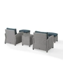Bradenton 5pc Outdoor Wicker Seating Set With Side Table, 2 Arm Chairs And 2 Ottomans - Navy/Gray - Crosley -Crosley shop GUEST 4f11ccae eb36 4ece a814 f36417f34d1c