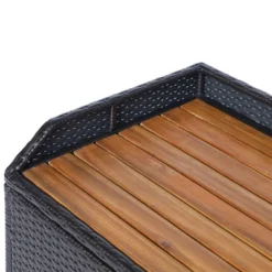 Outsunny Outdoor Storage Bench Wicker Deck Boxes With Wooden Seat, Gas Spring, Rattan Container Bin With Lip, Ideal For Storing Tools, Accessories And Toys -Crosley shop GUEST 4f478aeb ad7f 464e 858d e0cc9c3f4e8f