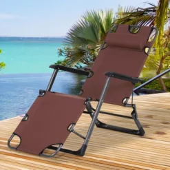 Outsunny 2-in-1 Folding Patio Lounge Chair W/ Pillow, Outdoor Portable Sun Lounger Reclining To 120°/180°, Oxford Fabric 15 Outsunny 2-in-1 Folding Patio Lounge Chair W/ Pillow, Outdoor Portable Sun Lounger Reclining To 120°/180°, Oxford Fabric -Crosley shop GUEST 4f9c8edd dcce 44aa 9bd2 8f8daf52de83