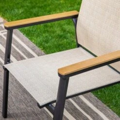 Captiva Designs 9pc Outdoor Dining Set With Rectangle Table And Beige Aluminium Textilene Chairs -Crosley shop GUEST 502aa8d5 b576 4637 a8e2 a179b16f6c63