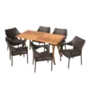 Nora 7pc Acacia & Wicker Dining Set - Teak/Brown - Christopher Knight Home