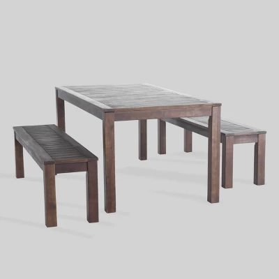 Manila 3pc Acacia Wood Picnic Set Dark Brown - Christopher Knight Home 1 Manila 3pc Acacia Wood Picnic Set Dark Brown - Christopher Knight Home