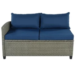 5pc Outdoor Wicker Conversation Set With Cushions - Blue - GODEER -Crosley shop GUEST 54b32748 7805 4036 87bf 91f38a7089c7