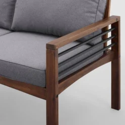 Saybrook Modern Metal And Wood Patio Loveseat - Gray/Dark Brown - Saracina Home -Crosley shop GUEST 552352ef 3e24 41f9 9609 1cdc37ebecff