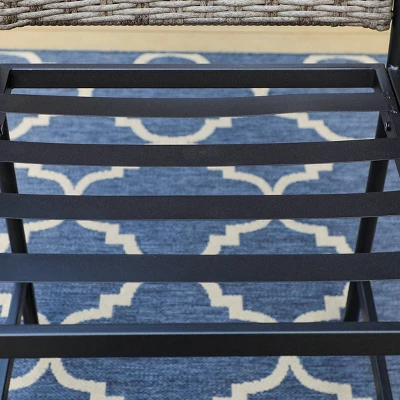 5pc Outdoor Bar Set With Cushions & Square Metal Table With Umbrella Hole - Captiva Designs 5 5pc Outdoor Bar Set With Cushions & Square Metal Table With Umbrella Hole - Captiva Designs - Image 5