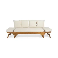 Serene Outdoor Acacia Wood Expandable Daybed With Cushions - Teak/Beige/Khaki - Christopher Knight Home -Crosley shop GUEST 5549bb33 1981 407a ac0f 1de7df600e2d