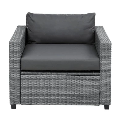 8pc Wicker Patio Conversation Set With Cushions - Gray - GODEER 11 8pc Wicker Patio Conversation Set With Cushions - Gray - GODEER - Image 11