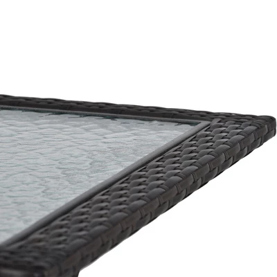 5-Piece Patio Rattan Dining Table Set , Counter Height PE Wicker Dining Table Set With Umbrella Hole And 4 Foldable Chairs, Brown-ModernLuxe 11 5-Piece Patio Rattan Dining Table Set , Counter Height PE Wicker Dining Table Set With Umbrella Hole And 4 Foldable Chairs, Brown-ModernLuxe - Image 11