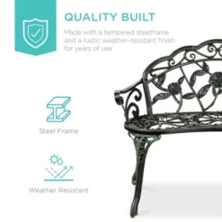 Best Choice Products Outdoor Bench Steel Garden Patio Porch Furniture W/ Floral Accent, Antique Finish -Crosley shop GUEST 56a88884 4af4 45c8 9444 0b6dc3cd659d