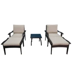 5pc Wicker Patio Set With Cushions - Brown/Beige - GODEER -Crosley shop GUEST 56e836b1 20b8 4452 a220 ee352563ae14