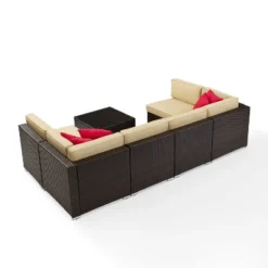 Sea Island 7pc Outdoor Wicker Sectional Set - Sand - Crosley -Crosley shop GUEST 57213481 20a2 4a92 a032 ddcec15d8d36