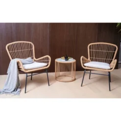 3pc Wicker Outdoor Bistro Serving Bar Set - Brown/Beige - GODEER -Crosley shop GUEST 58bbd87e da78 4ccc bbc5 5d0bfa673b0b