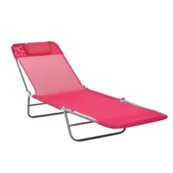 Outsunny Portable Sun Lounger, Lightweight Folding Chaise Lounge Chair W/ Adjustable Backrest & Pillow For Beach, Poolside And Patio -Crosley shop GUEST 58bea82a a4f2 4af8 a7fd 517ffb3a6b6a