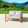 Grafton Eucalyptus 2 Seat Outdoor Bench With Cushions - Gray/Natural - Alaterre Furniture