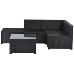 5pc Wicker Patio Sectional Seating Set With Cushions - Black/Blue - GODEER -Crosley shop GUEST 5a4dfaef 2f66 44e0 b16a ccaa93103031