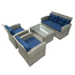 Terrazzo 4pc Outdoor Wicker Seating Set With Cushions - DUKAP -Crosley shop GUEST 5ab79d98 9b21 44ff 9db0 4f91b366c474