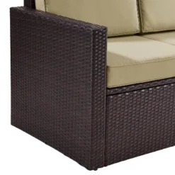 Palm Harbor Outdoor Wicker Sofa In Brown With Sand Cushions - Crosley -Crosley shop GUEST 5aec751a ff4a 4d8d 8bd6 b14ac48310c2