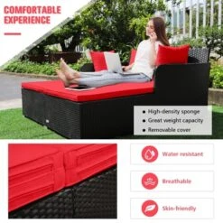 Tangkula Patio Rattan Daybed With 4 Pillows Cushioned Sofa For Outdoor -Crosley shop GUEST 5b7896a0 b31a 48b5 a996 1ba44f1d6e69
