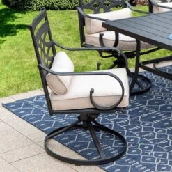 Captiva Designs 7pc Steel Outdoor Patio Dining Set With Swivel Chairs & Cushions Black -Crosley shop GUEST 5e73b781 564c 4f5b 928f e8cd884d30f1