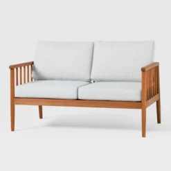Saracina Home Modern Boho Eucalyptus Spindle Outdoor Bench With Cushions -Crosley shop GUEST 5e945d1b 5ec8 45f0 b8ea 7645fc08506b