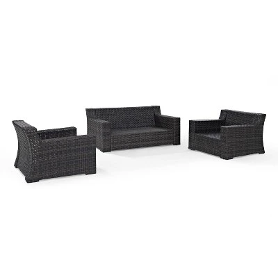 Beaufort 3pc Outdoor Wicker Seating Set With Loveseat & 2 Arm Chairs - Mist - Crosley 6 Beaufort 3pc Outdoor Wicker Seating Set With Loveseat & 2 Arm Chairs - Mist - Crosley - Image 6
