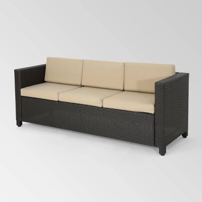 Puerta 5pc Wicker Sofa Chat Set - Dark Brown/Beige - Christopher Knight Home 2 Puerta 5pc Wicker Sofa Chat Set - Dark Brown/Beige - Christopher Knight Home - Image 2