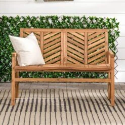 Slatted Chevron Acacia Wood Patio Loveseat – Saracina Home -Crosley shop GUEST 62bb32d1 2ebd 4f35 8aa4 4274d21838b7