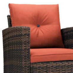 6pc Wicker Outdoor Conversation Set With Cushions - Orange - EDYO LIVING -Crosley shop GUEST 633c18ca 47c1 4d34 8ad3 52ec7a6de1f1